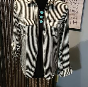 Black and white striped zip top Tracy (S)
